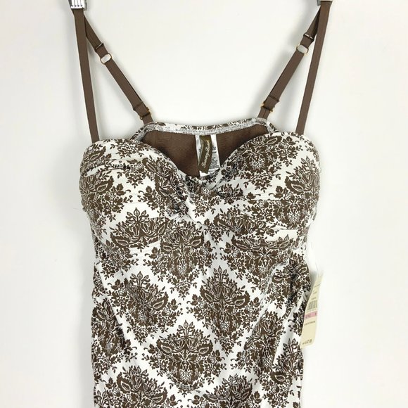 New Tommy Bahama One-Piece Swimsuit White/ Taupe Size 6 - Picture 2 of 16